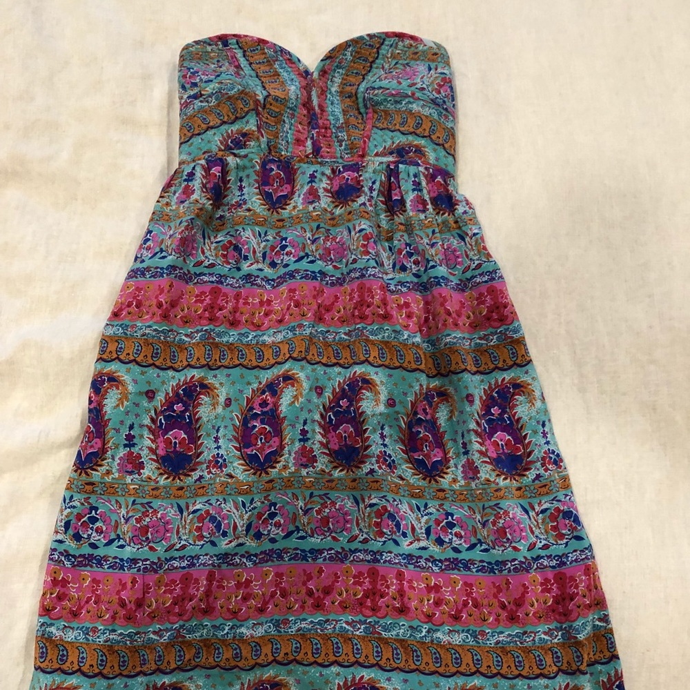 100% Silk strapless dress with Indian motif